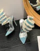 ドレスシューズローマのセクシーな女性サンダル先のつま先スティレットハイヒールヘビ型ストラップ透明靴アッパーファッショナブルで多用途