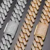 Großhandel Hip -Hop -Schmuck 25 mm golkter Brass3 Zeilen AAAAA CZ Diamond Out Cuban Link Chain Halskette für Männer