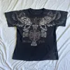 Esthetische winkelcentrum 2000 Goth e-Girl Gothic T-shirt Retro Y2K Grunge Skull Wing Crop Tops Indie grafische afdruk korte mouw T-shirt Women 240510