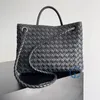10A+ Andiamo Handväska Tote Bag Handmade Weave Leather Shoulder Crossbody Mirror Quality Designer Bag Medium 32cm