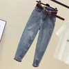 Y2K Streetwear High Taille Mom Jeans met riem dames vriendinnen rechte pocket losse vintage denim broek vaqueros mujer 240423