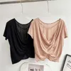 Lu Summer TシャツTシャツ軽量セクシーなバックトリミングの女性トレーニングシャツツイストブラシをかけたジムタンクトップ半袖夏のヨガトップレモン