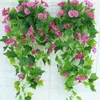 Decorative Flowers Morning Glory Wall Hanging Artificial Fake Plants Flower Basket Garland For Home Wedding Parties Decor