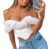 Women's Tanks Women S Sexy Off Shouder Corset Crop Top V-Neck Satin Boned Zip Back Bow Tie Bustier Sleeveless Push Up Tank Tops Vest