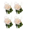 Decorative Flowers 4 Pcs Wrist Flower Wedding Bride Corsage Wristbands Bridesmaid Straps The Bridal