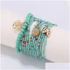 Bracelets de charme Femmes Bohemian Jewelry Mtilayer Beads Bracelet Set Ethnique Wrap