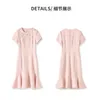 Лето розовый сплошной платье из бисера с короткими рукавами круглы