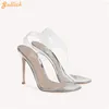 Chaussures habillées claires pvc femmes sandales stiletto talon pointu open toe violet argent sexy mode 2024 été décontracté