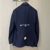 Uomini blazer inverno inverno in seta in lana blu navy bottl giacca