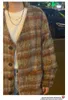 Мужские свитера Luxury Brand Наш устаревшая коричневая клетчатая мохерская кардигана смешанная вязаная куртка для вязаной шерсти