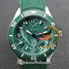 1858 Iced Sea Date 131323 Automatic Mens Watch Arear Case Ceramics Céraque Green Dial Rubber STRAPES RELOJ Hombre Montre Homme Puretimewatch PTMBL F2
