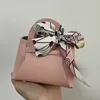 3Pcs Gift Wrap Bow Ribbon Leather Mini Handbag Gift Bags Candy Packaging Box Packaging Bag Distributions Bags Wedding Favour Candy Box 5pcs