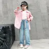 Trousers Girls Straight Leg Pants Spring And Summer 2024 Korean Casual Style Children Pant Loose Jeans Fashion Jean