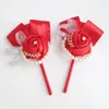 Fleurs décoratives 3 couleurs est Slik Rose Groom Corsage Companion pour la décoration de mariage