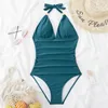 Women's Swimwear Summer Beachwear Swimming Suits Bathing Suit Woman Fashion Leopard Print Halter Backless One Piece Swimsuit Women