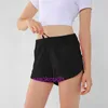 LUL Designer komfortable Frauen Sport Radfahren Yoga Hosen Shortsquick Girls Shorts Turnen hohe Taillenbauchkontraktion Laufen falsch