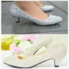 Chaussures de mariage Crystal Shiny Crystal 2015 5cm talons moyens paillettes Chaussures nuptiales RHINATON Silver Prom Party Chaussures Red et Gold 229c