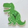 Horloges murales garçons chambre horloge murale dessin animé dinosaure pour enfants décoration en bois silencieux maison Q240509