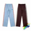 SS Needles Track Pants Män kvinnor Kvalitet Poly Smooth Fjäril Stripe Trousers 240428