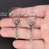 Nipple Rings 2pcs/Lot Punk Skeleton Nipple Rings Breast Jewelry Stainless Steel Sexy Dangle Nipple Piercing Barbell for Women Men Gift 16G Y240510