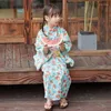 Ensembles de vêtements d'été Coton vert clair pastèque imprimé japonais pour enfants Kimono Bathrobe de la fille de fille Yukata Ze496