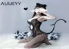 Massage Fishnet Bodysuits CatSuit Frauen transparent offenes Schritt Sexkleid auftreten durch Körperstrümpfe Mesh Körperanzug Erotische Li1702364