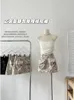 Юбки женская абрикоса A-Line Mini Mini Cargo Skirt Vintage Y2K-галстук Harajuku Corean Fashion Emo 2000-х годов 2024