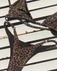 Swimwwear pour femmes Sexy Leopard Bikini Set Womens Boldage Push Up Up Up Swimsuit Three Point Bikini Low RAISON SWITSUIRS FEMMES SUMBRÉE SUR LE Suite de plage J240510