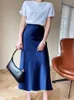 Skirts High Waisted Satin Long For Women Spring/Summer 2024 Women's Skirt A-line Fashion Elegant Slim Fit Grey Black