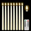 LED Flameless Flackering Taper Candles 3D -Docht -Lampe mit Fernbedienungssteuerung Teerlichter Hochzeitshäuser Batterie betrieben 240430