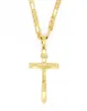 Real 10k gelb fest feinem Gold gefülltes Jesuskreuz Crucifix Charm Big Anhänger 5535 mm Figaro -Kette Halskette 24quot 6006mm6409532