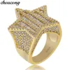 Choucong Star Male Hiphop Ring Pave AAAA CZ 925 Sterling Silver Anniversary Party Band Rings for Men Women Rock Iced Out Jewelry 244e