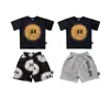 Camiseta do Sum Sun Kids Sun Letter Garotas meninos Casque de algodão camisetas de manga curta moda crianças praia use shorts casuais z8042