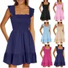 Casual Dresses Gentillove Womens Summer Ruffle Bohemia Beach Elastic Empire Waist A-line Layered Swing Flowy Mini Dress