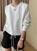 Women's Hoodies Sweatshirts Embroiled Design Pullover Sweatshirt Womens Solid Round Neck Long Sleeve Casual Loose Top 2024 Spring New 26D6445L2405