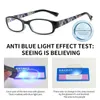 Lunettes de soleil Lunettes de lecture de lumière anti-bleue pliable Protection des yeux Blue Blocage des lunettes carrées PC Ultralight