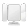 Specchi compatti LED LED Tre piega Mirror pieghevole e rotante Colore di bellezza portatile Q240509