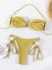 Halter Bandeau Bikini's set voor vrouwen vouwen zwempak sexy string bikini badmode verbat Braziliaans strandkleding badpak 240509