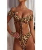 Bikini Set Swimsuit Swimwear Beachwear Sexig Leopard Bandage Swimsuit Solid tryckt kvinnlig baddräkt Summer Swim Suit Monokini B3714494