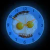 Настенные часы бекон и жареные яйцо улыбающиеся часы, используемые в ресторанах кухни, яичниковые яичники, бекон, завтрак, декоративные настенные часы Q240509