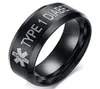 8 мм диабетическая медицинская подпись кольцо титанового стали мужчин и женщин кольцо медицинские напоминания кольца кольца ювелирные изделия 5797942