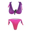 Kvinnors badkläder Abstract Bikini Swimsuit Push Up Purple and Pink Justerable Bikinis Set Kawaii Ladies Print Bathing Suit