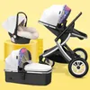 Wózki# 2024 Nowy wózek dziecięcy 3 na 1 wysoki krajobraz wózek rozkładany powóz dla niemowląt Stroller Baby Bassinet Puchair Noworodek T240509