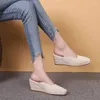 Pantofole lihuamao bowite zeppe tacchi scarpe da muli scivolare su donne vetrini comodi sandali sandali casual espadrilles