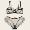 Leuke lingerie sexy dames gaas borduurwerk perspectief lingerie set