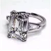 Luxury Emerald Cut 4CT Lab Lab Diamond Ring 100% Original 925 STERLING SIGNEGEG FAMICATION BAGLE DE MARIAGE SINGS POUR FEMMES BIELRIE DE BRIDAL 300G