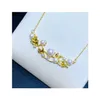 2209102 Kvinnors pärlsmycken halsband aka 4-6mm blommor pendent chocker 40 45 cm au750 18k gult guld pläterat 197p