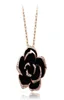 Brand Camellia Design Pendant Fashion Women Goldcolor Noir peinture Rose Flower Collier pour les colliers de mariage8249689