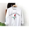 Damen Hoodies Sweatshirts Palästina Karte Sporthemd Palästina Arabisch Name gedruckter Sporthemd Palästina -Wettbewerb Erwachsener Fallschirmspringer Palästina Crewne