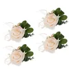 Decorative Flowers 4 Pcs Wrist Flower Wedding Bride Corsage Wristbands Bridesmaid Straps The Bridal